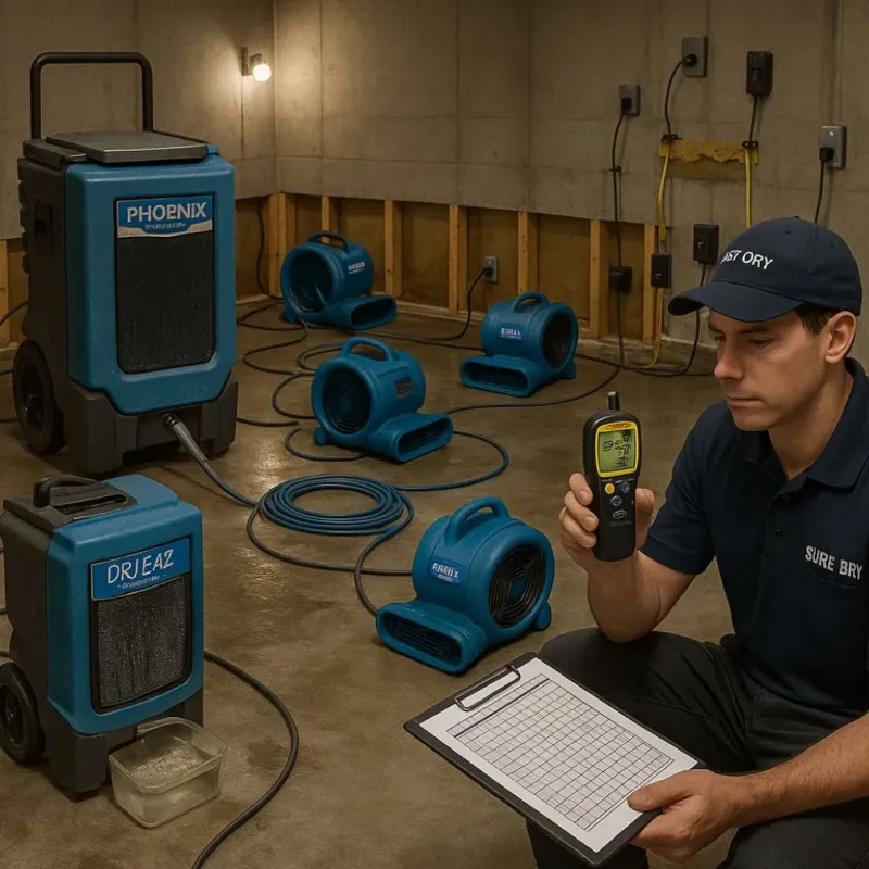 Structural Drying and Dehumidification process in Olympia Fields, IL